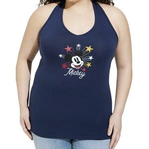 Torrid Disney Mickey Mouse Halter Top Patriotic Americana Stars Navy 2X Plus NWT